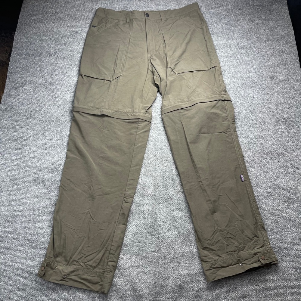 Patagonia Convertible Gi III Cargo Hiking Pants Men 38 Olive Green Zip Off 55030